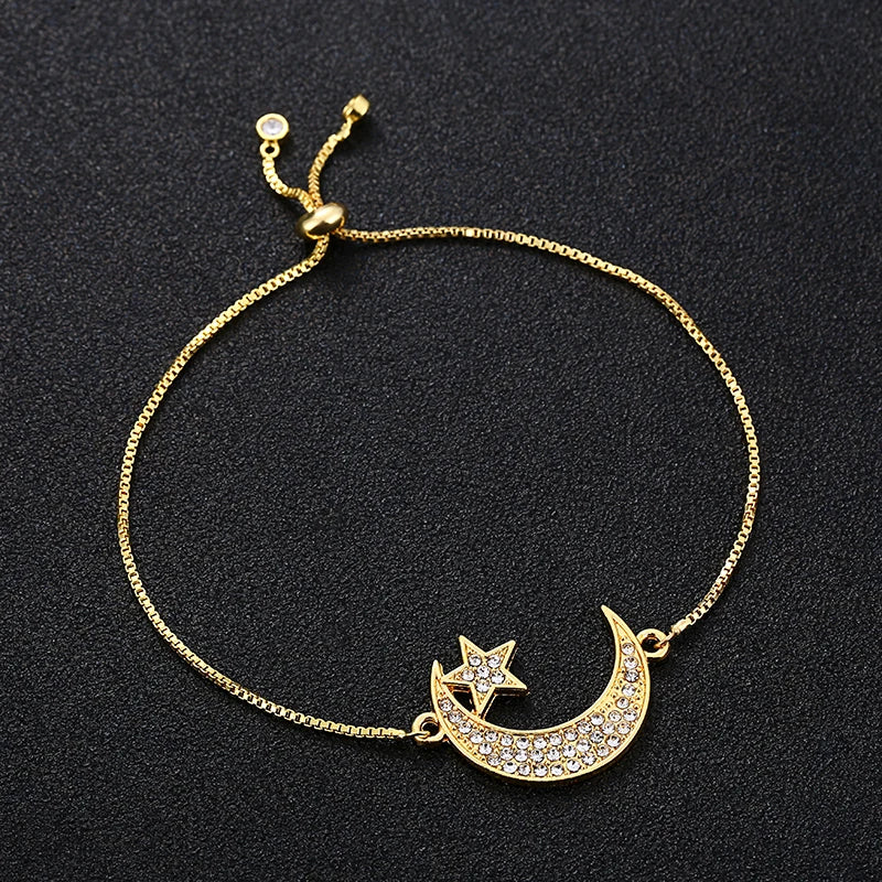 NEW Muslim Bracelets Ramadan Kareem Mubarak Crescent Adjustable Chains Allah Bracelets For Eid al-Fitr Islam Gift Jewelry