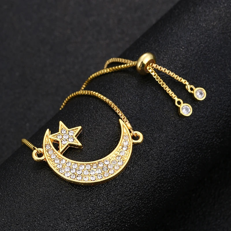 NEW Muslim Bracelets Ramadan Kareem Mubarak Crescent Adjustable Chains Allah Bracelets For Eid al-Fitr Islam Gift Jewelry