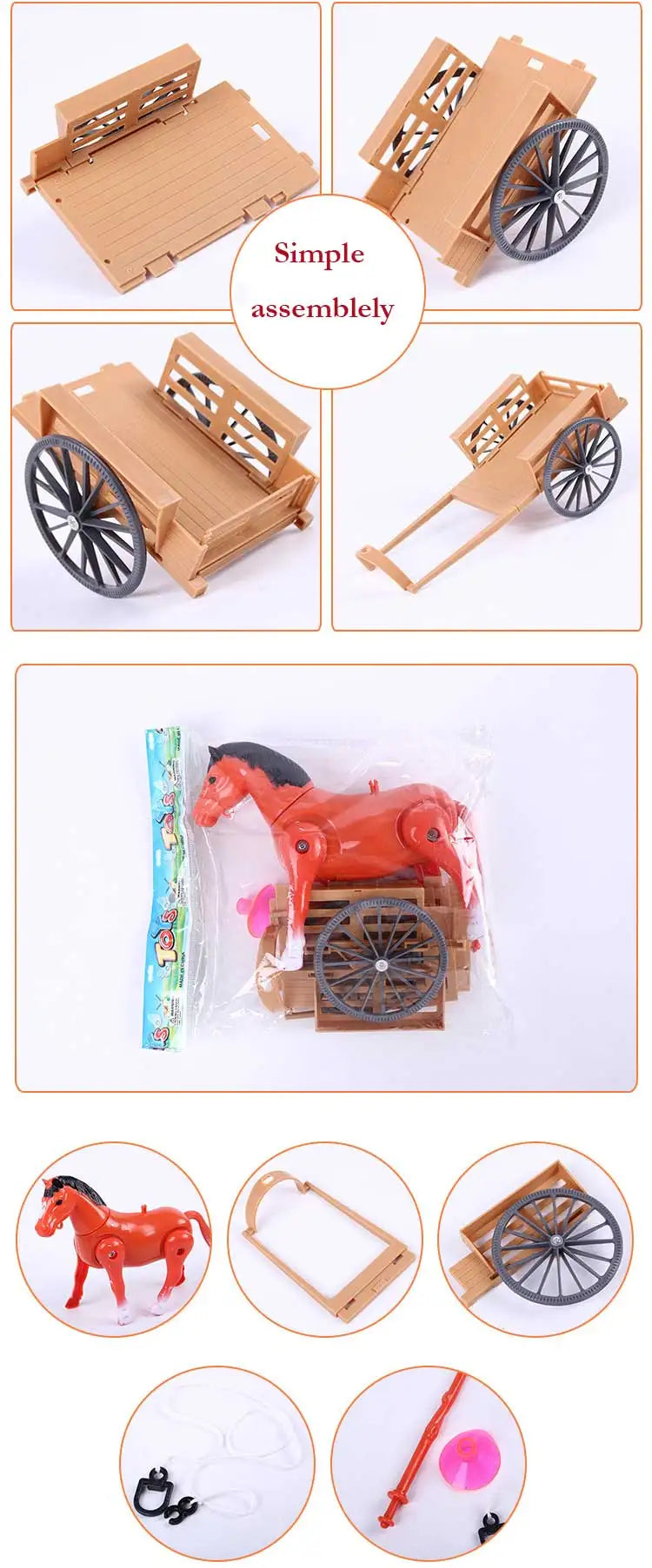 Robot Horse Toy Electronic Pony Pet Pulling Carriage Around Running Walking Electric Horse Toys For Kid Gifts Color Random