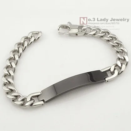 Gokadima Stainless Steel ID Bracelet For Men Jewelry masculina pulseira, Black / Rose Gold color Rock Punk Party Gift