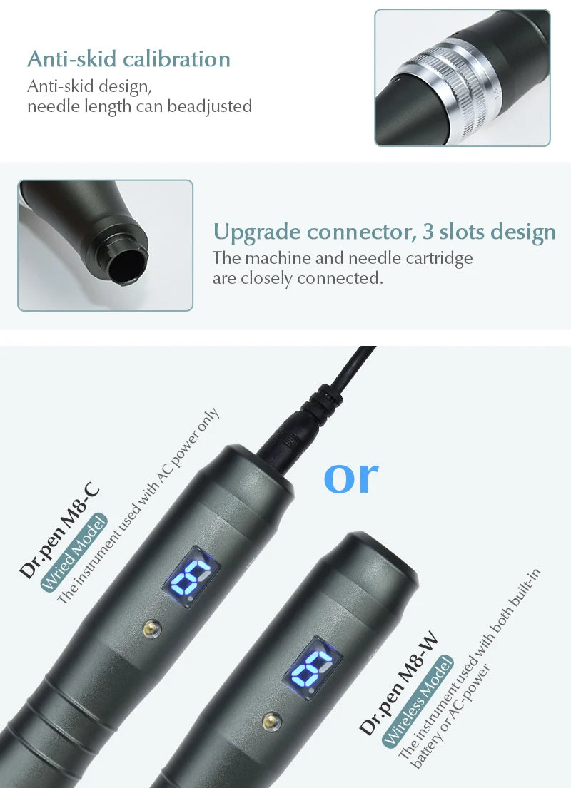 Deram  pen  M8  0.25mm  With 12 pcs Cartridges  Derma Pen