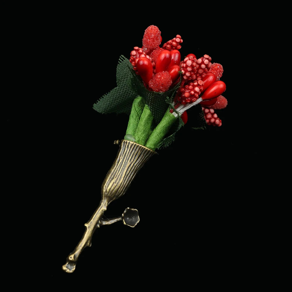 New Wedding Brooches For Men Bridegroom Rose Flower Lapel Pin Orange Pink Puple Romantic Color Brooch Party Suit Accessories