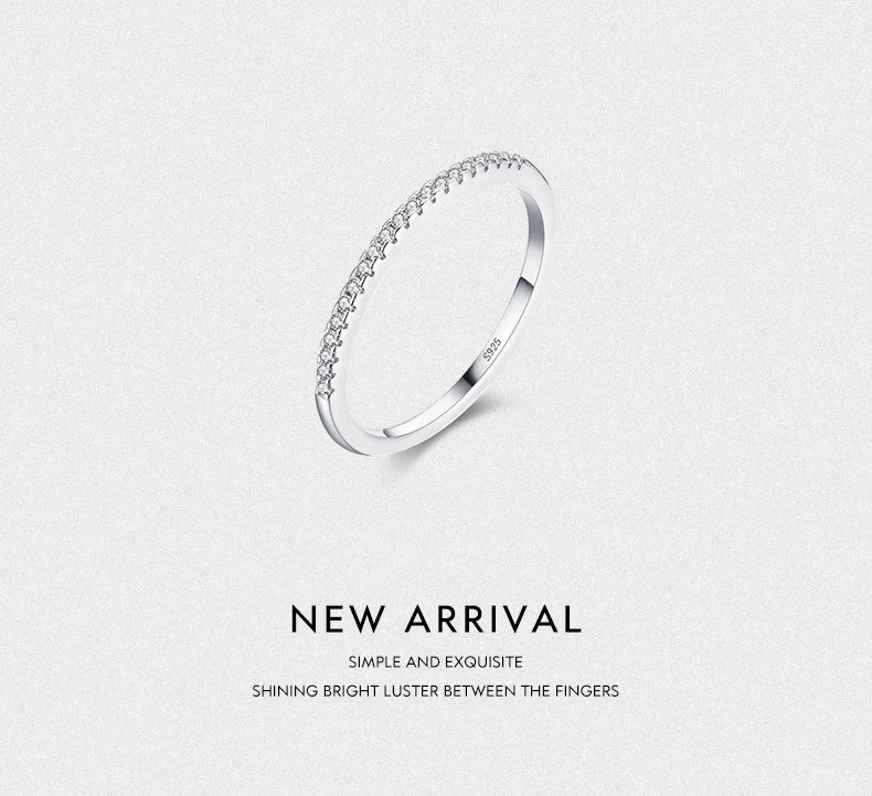 Modian Simple Elegant Silver Ring Solid 925 Sterling Silver Dazzling Clear CZ Finger Rings For Women Wedding Statement Jewelry