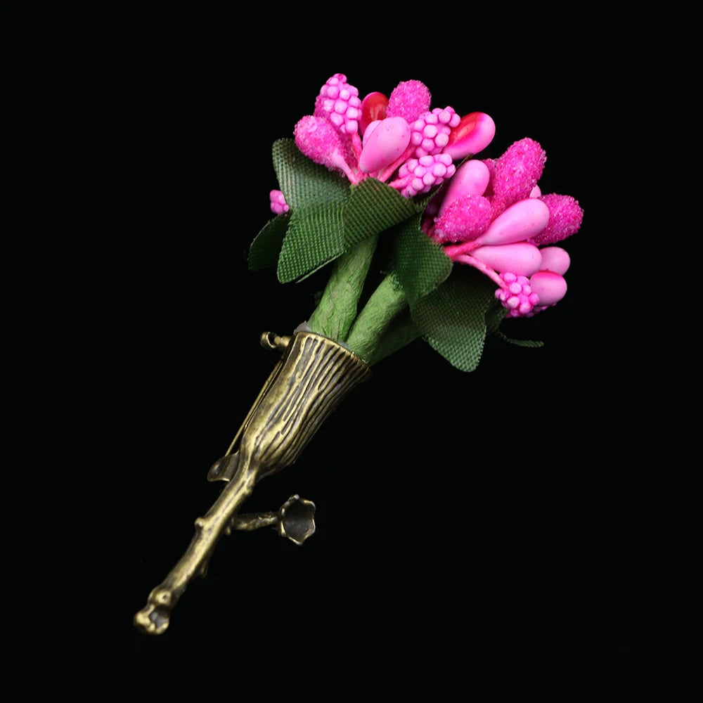 New Wedding Brooches For Men Bridegroom Rose Flower Lapel Pin Orange Pink Puple Romantic Color Brooch Party Suit Accessories
