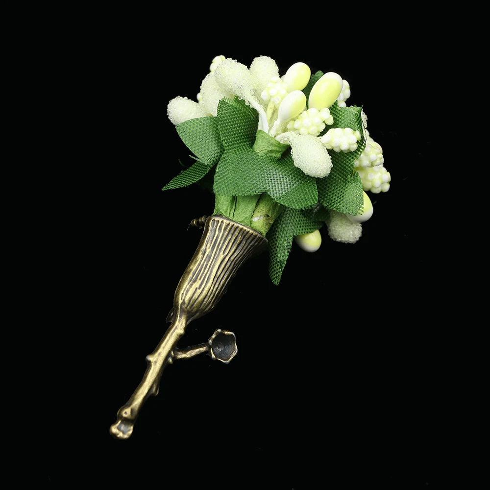 New Wedding Brooches For Men Bridegroom Rose Flower Lapel Pin Orange Pink Puple Romantic Color Brooch Party Suit Accessories