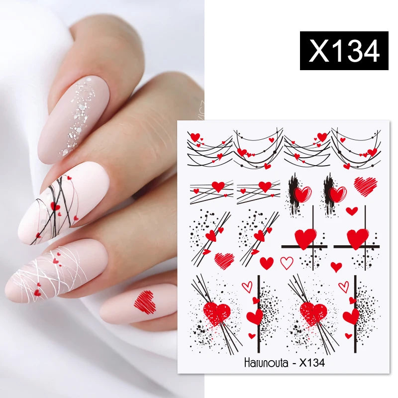 Harunouta Spring Water Nail Decal And Sticker Flower Leaf Tree Green Simple Summer Slider For Manicuring Nail Art Watermark