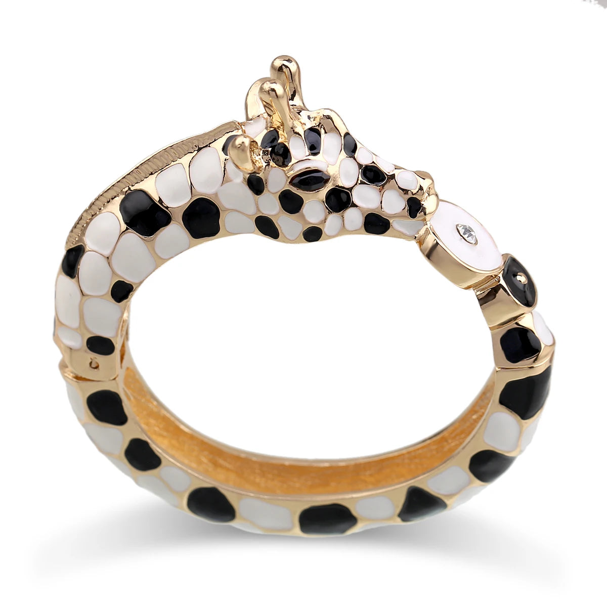 Fashion Beautiful Zebra Animal Cuff Bracelet Statement Bangle for Women Girls Gold Plated with Enamel Bracelets Bangle Jewelry