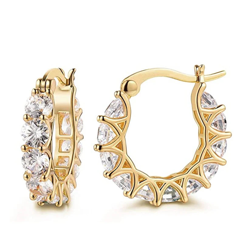 Huitan High Quality Cubic Zirconia Women Hoop Earrings Stylish Lady Accessories Party Daily Wearable Fashion Jewelry Drop Ship