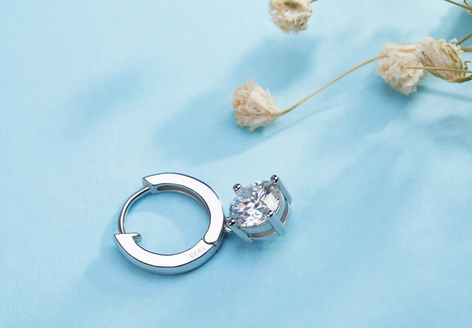 GIGAJEWE Moissanite White D VVS1 Total 2ct 925 Silver Drop Earring 18K Gold Plated Diamond Test Passed Jewelry Woman Girl Gift