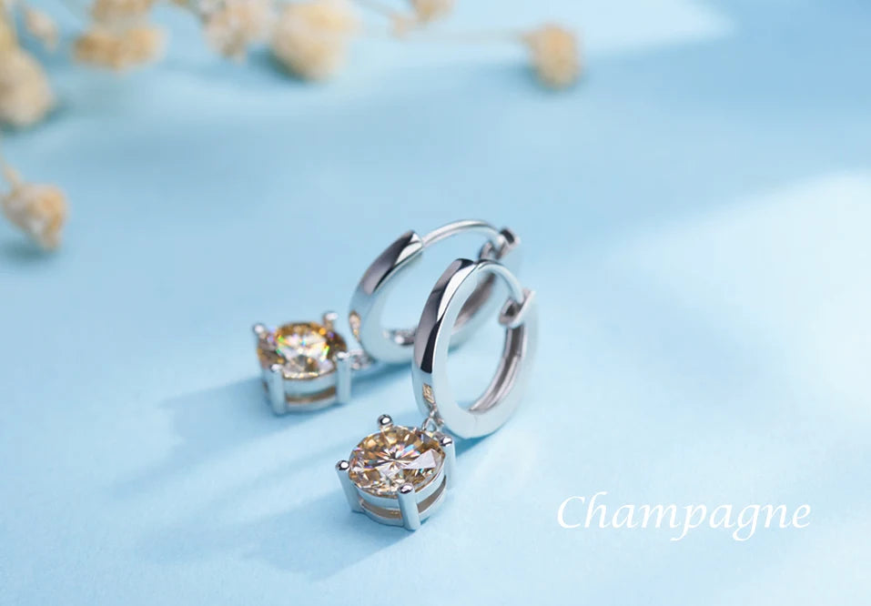 GIGAJEWE Moissanite White D VVS1 Total 2ct 925 Silver Drop Earring 18K Gold Plated Diamond Test Passed Jewelry Woman Girl Gift