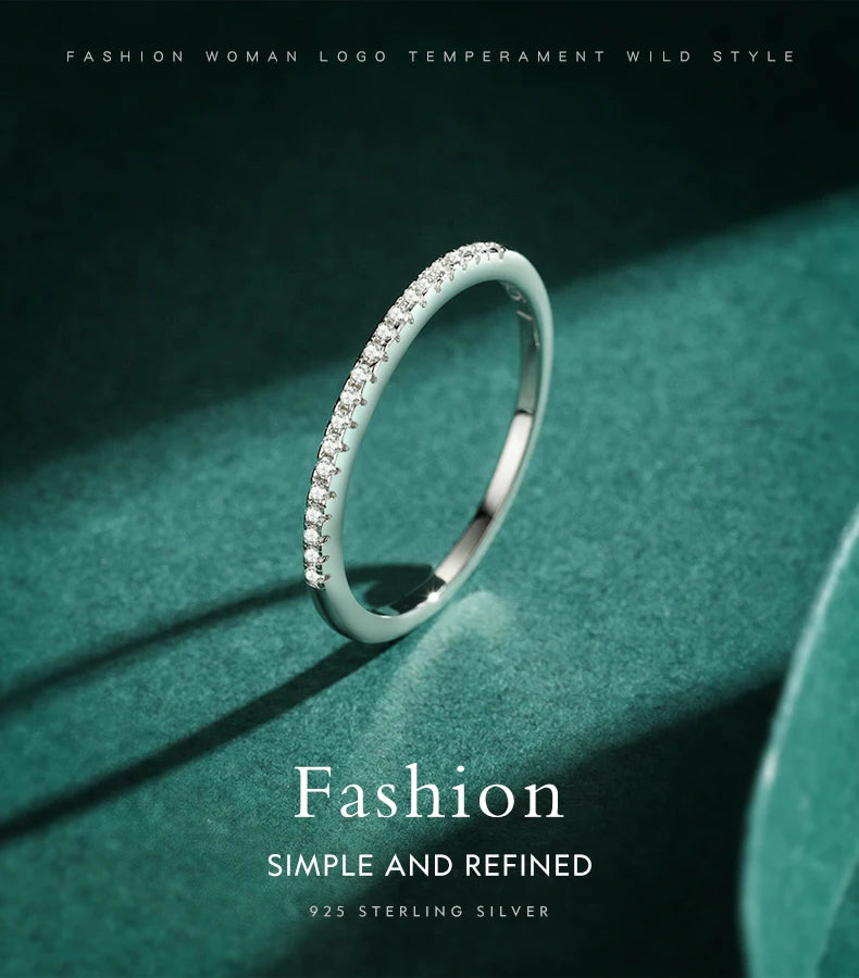 Modian Simple Elegant Silver Ring Solid 925 Sterling Silver Dazzling Clear CZ Finger Rings For Women Wedding Statement Jewelry