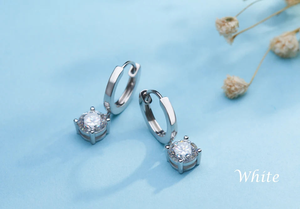 GIGAJEWE Moissanite White D VVS1 Total 2ct 925 Silver Drop Earring 18K Gold Plated Diamond Test Passed Jewelry Woman Girl Gift