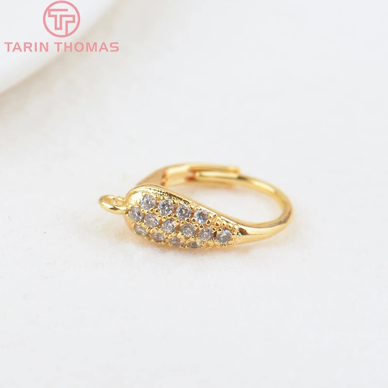 (2646)4PCS 24K Gold Color Brass with Zircon Water Drop Shaped Earrings Clip Earrings Clasps Diy Accessories Jewelry Finding
