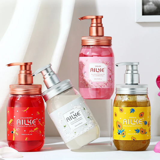 AILKE Bath foam female Whitening brightening  Scrub fragrant   body wash skin care lotion  Exfoliating Shampoo shower Gel spa