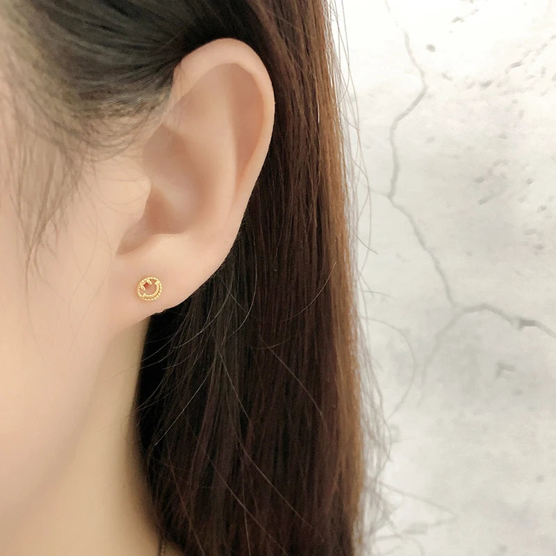 WANTME 925 Sterling Silver Fashion Cute Lucky Smile Screw Bead Piercing Stud Earrings for Women Classic Simple Ear Bone Jewelry