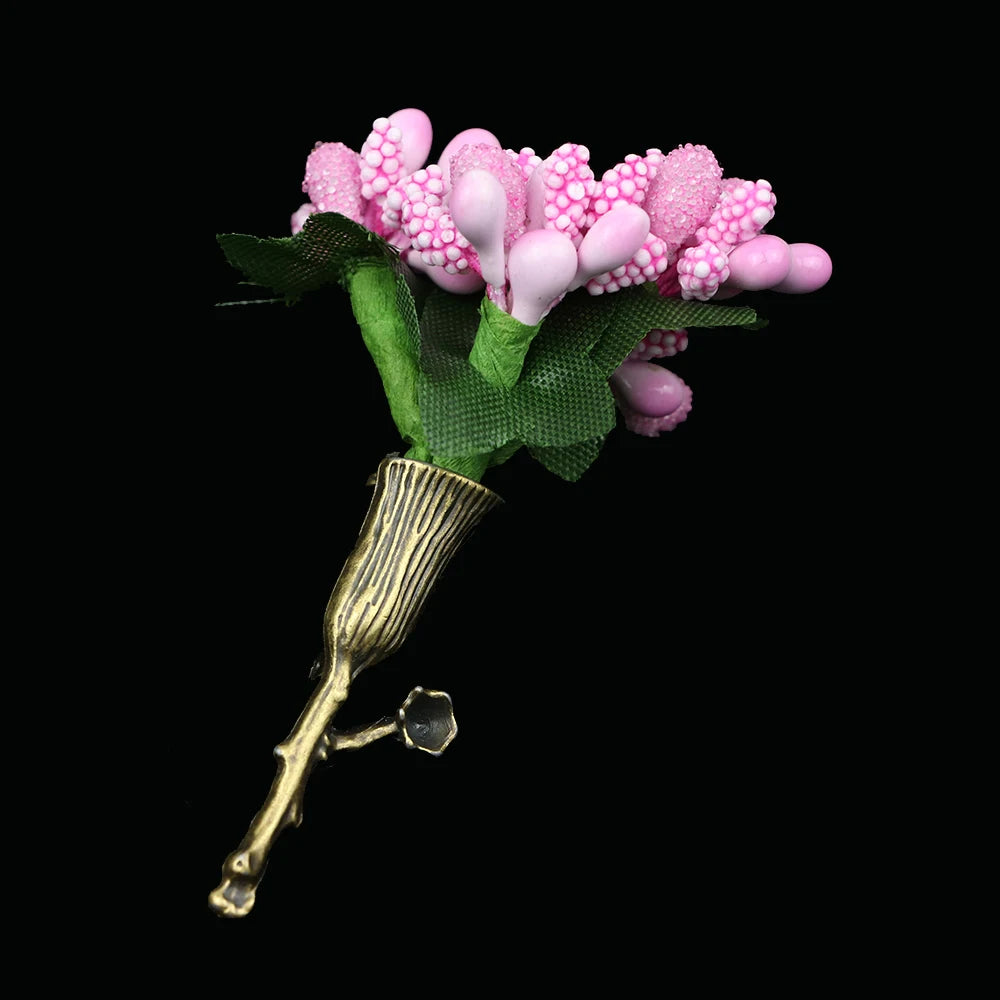 New Wedding Brooches For Men Bridegroom Rose Flower Lapel Pin Orange Pink Puple Romantic Color Brooch Party Suit Accessories