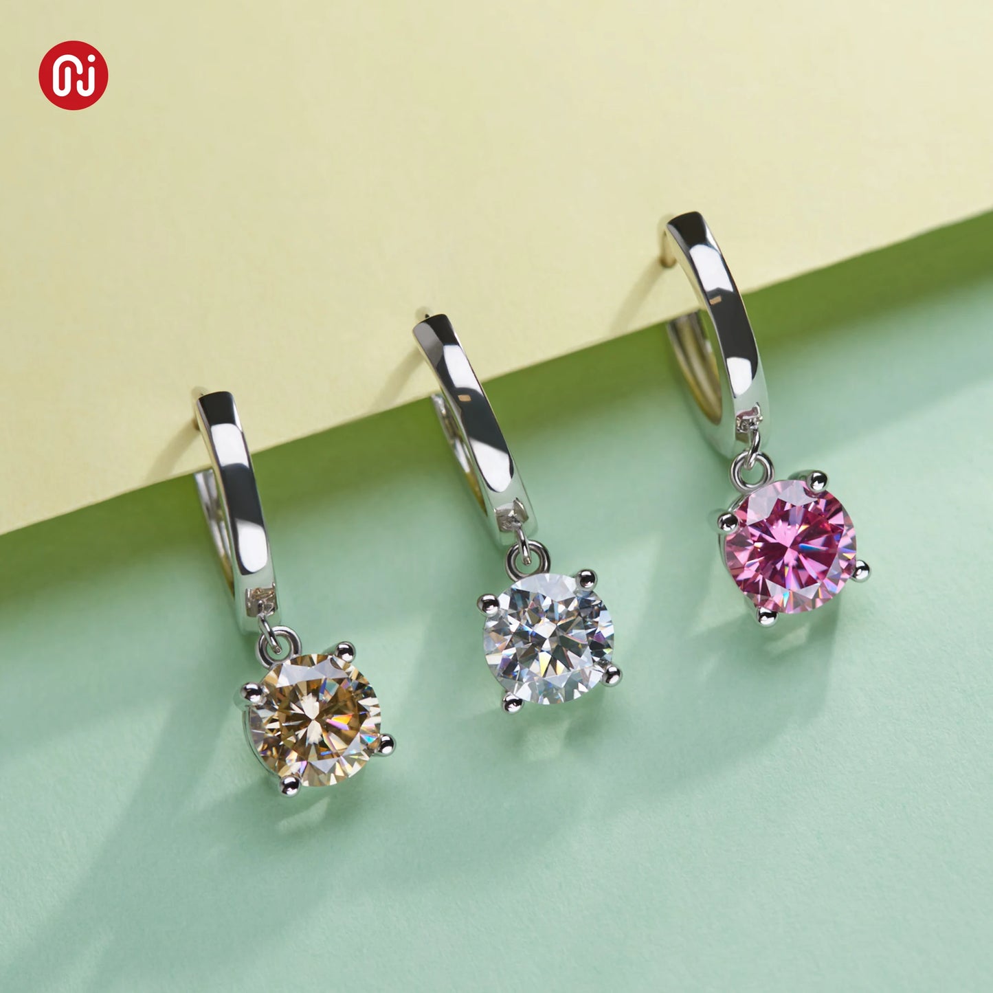 GIGAJEWE Moissanite White D VVS1 Total 2ct 925 Silver Drop Earring 18K Gold Plated Diamond Test Passed Jewelry Woman Girl Gift