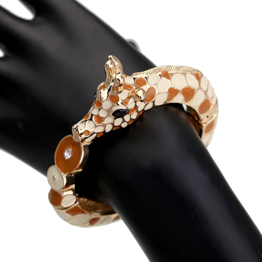 Fashion Beautiful Zebra Animal Cuff Bracelet Statement Bangle for Women Girls Gold Plated with Enamel Bracelets Bangle Jewelry