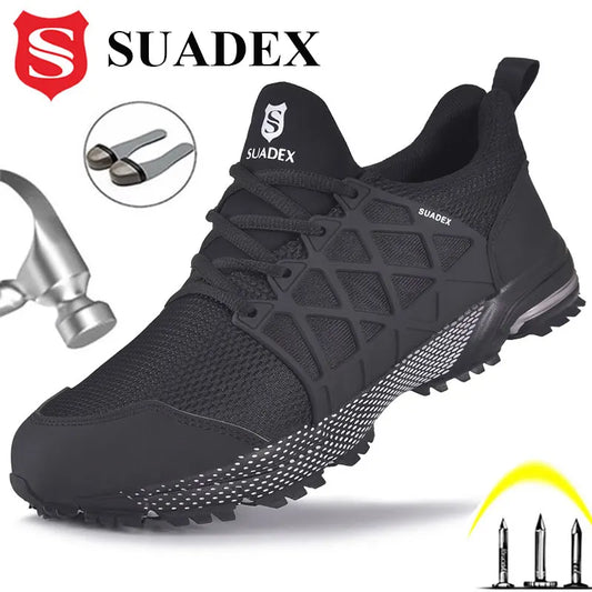 SUADEX Safety Shoes Breathable Steel Toe Boots Anti-smashing Safety Work Shoes Lightweight Men Women Work Sneaker EUR Size 37-48