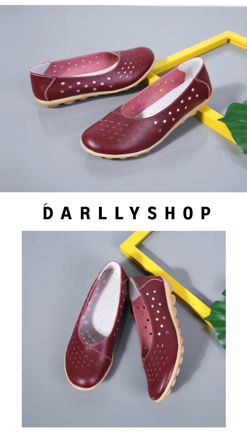 Summer Women Casual Shoes Flat Shoes Designer Ladies Cut Out Rubber Loafers Non-slip Breathable Womens Moccasins Plus Size 35-44