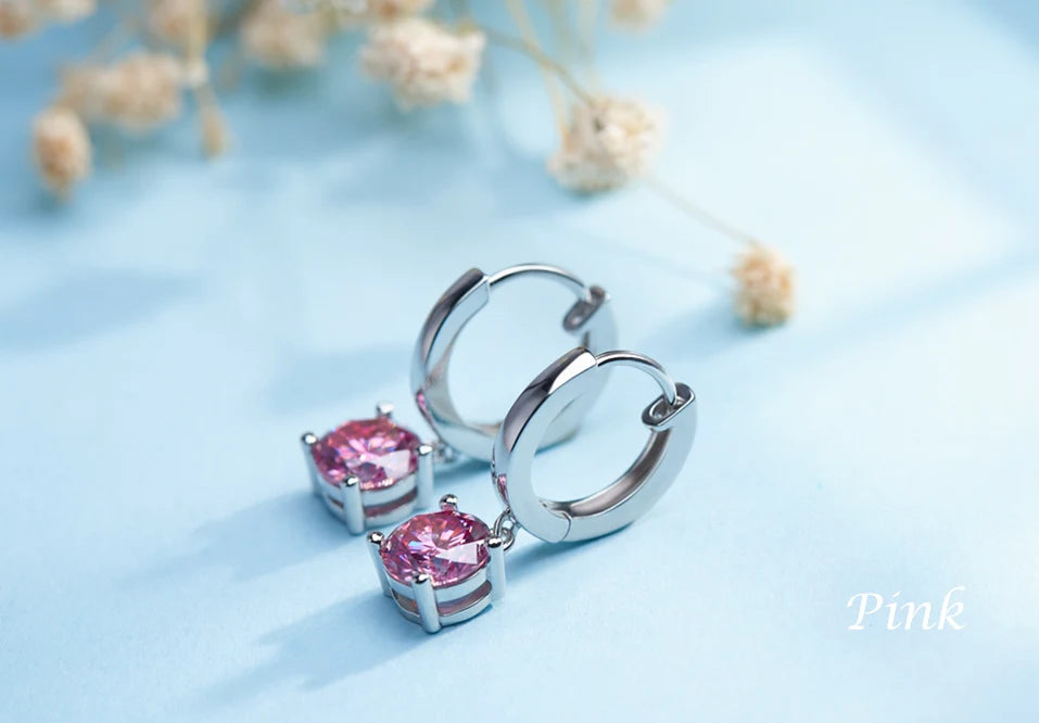GIGAJEWE Moissanite White D VVS1 Total 2ct 925 Silver Drop Earring 18K Gold Plated Diamond Test Passed Jewelry Woman Girl Gift