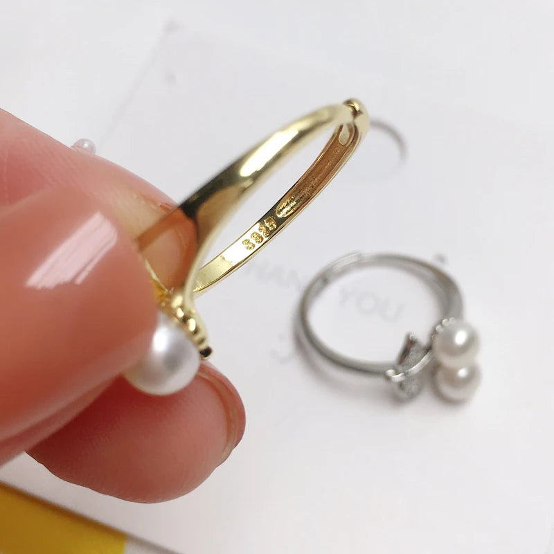 ZHBORUINI Fine Pearl Ring Two Real Natural Pearl 925 Sterling Silver Ring Cherry Design Female Wedding jewelry Drop Shippi
