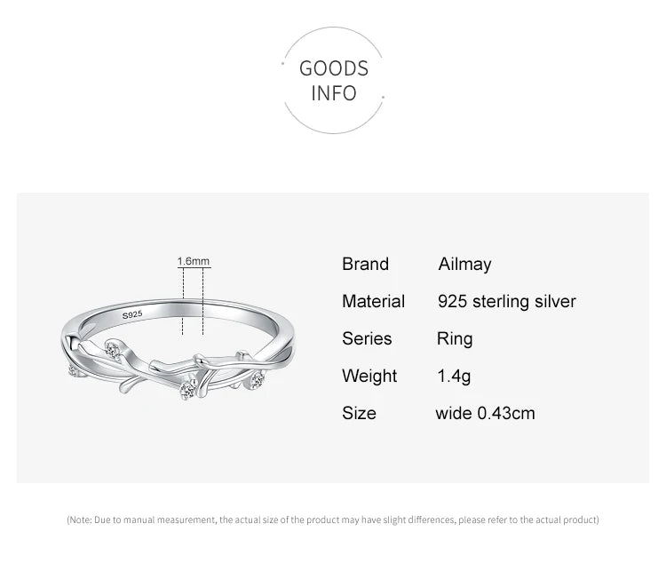 Ailmay Genuine 925 Sterling Silver Irregular Shape Stackable CZ Finger Rings Cubic Zirconia For Women Statement Jewelry Gift
