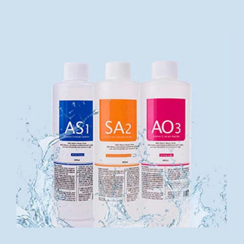 Facial Skincare Face Serum Hydro Aqua Peel Solution 400ml Kit of 3 Serums AS1 SA2 AO3 For Facial Machine Skin Deep Cleaning