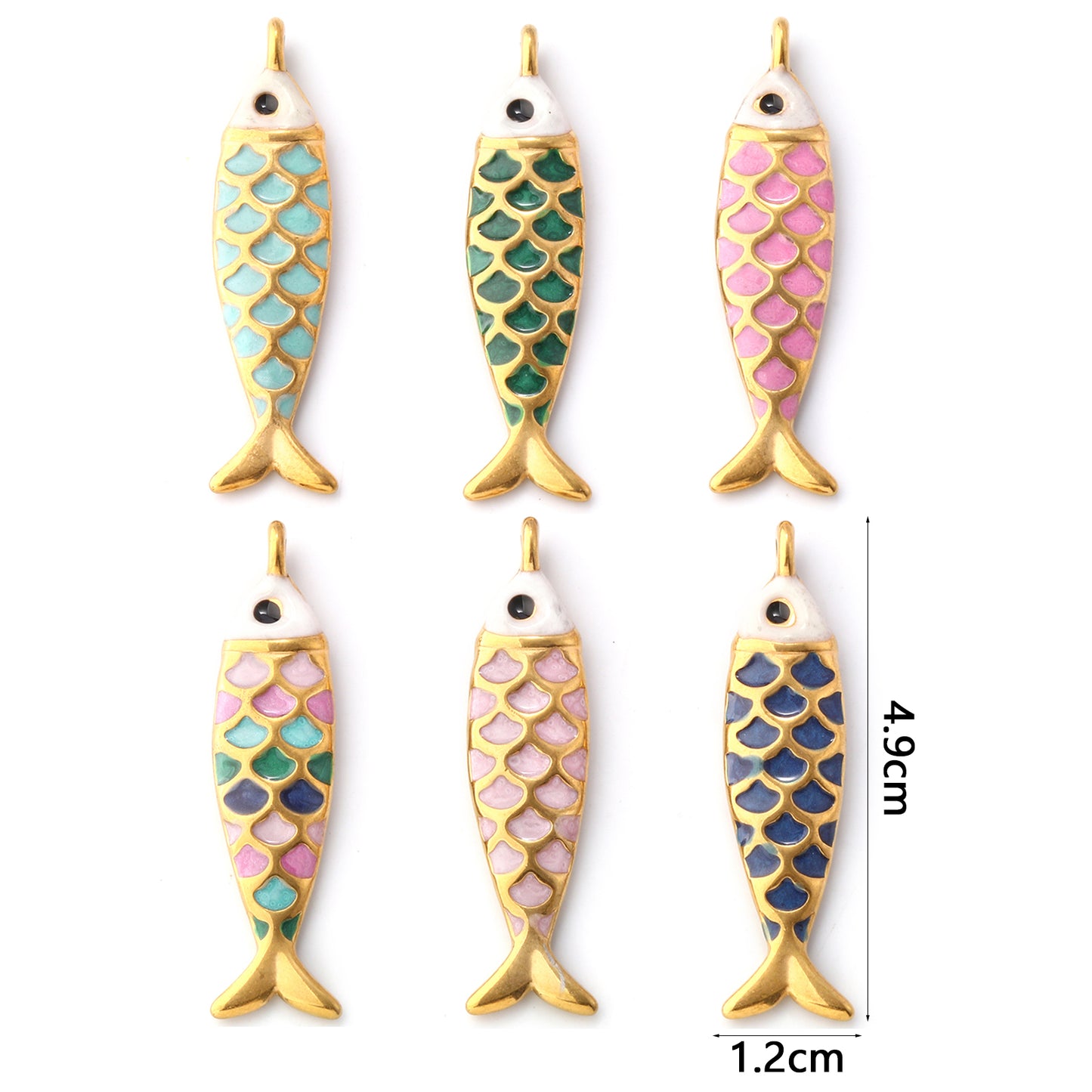 1pc Stainless Steel Charms Gold Color Ocean Fish Animal Pearlized Multicolor Enamel Pendant DIY Women Necklace Jewelry Findings