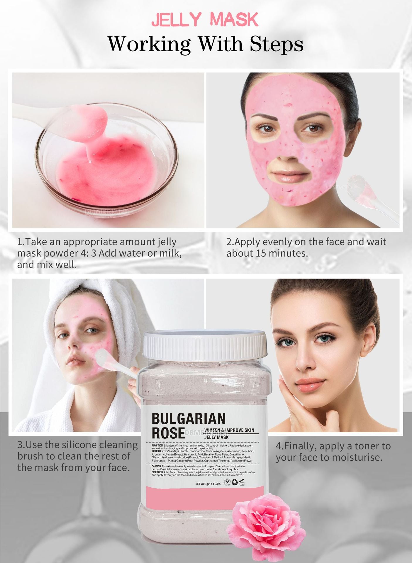 650g Gold Jelly Mask Powder Vampire DIY Plant Powder Masks Peel Off Vitamin C Hyaluronic Acid Facial Skin Care Rose Mud Mask