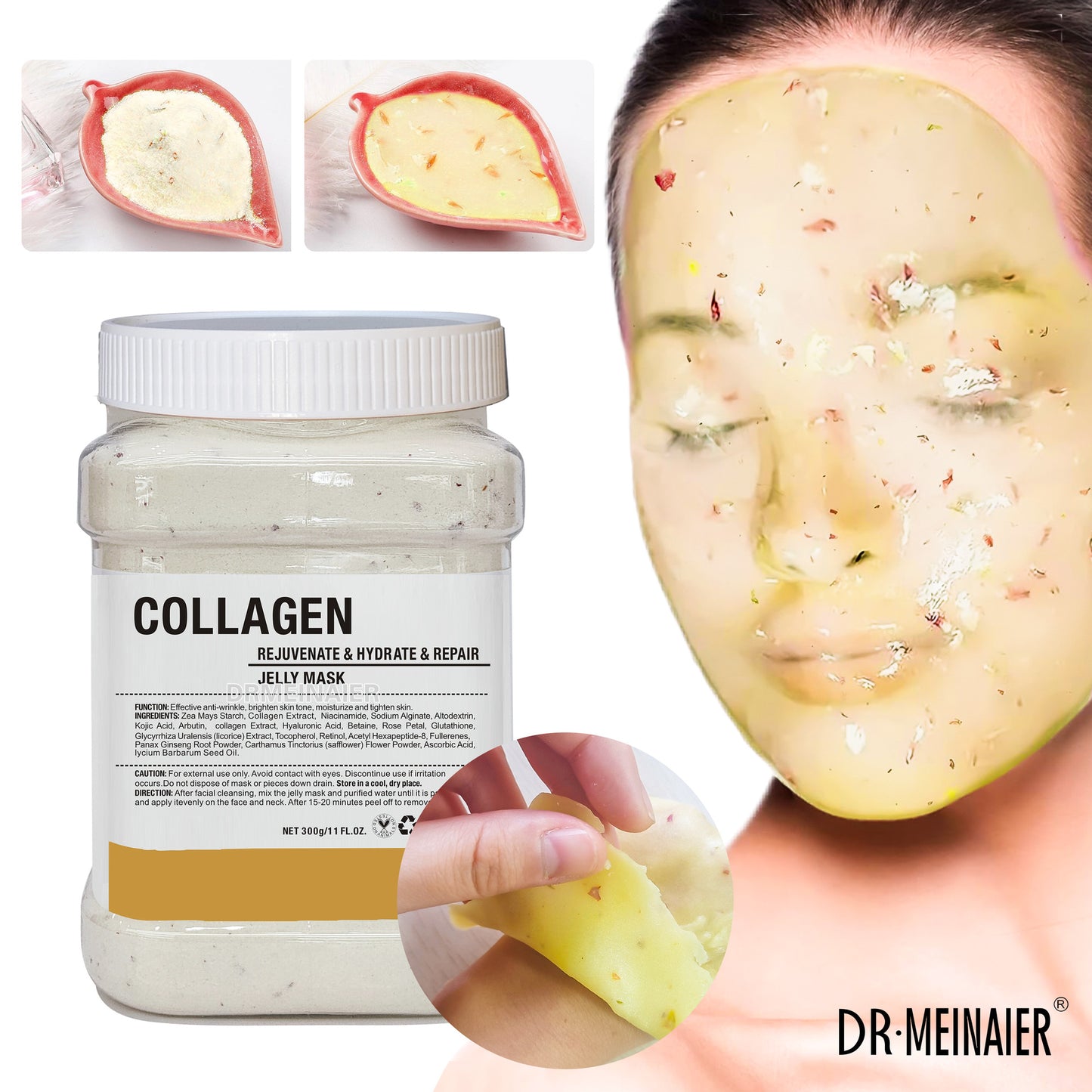 650g Gold Jelly Mask Powder Vampire DIY Plant Powder Masks Peel Off Vitamin C Hyaluronic Acid Facial Skin Care Rose Mud Mask