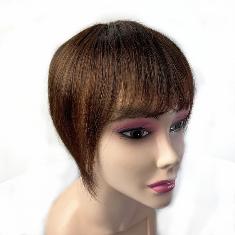 Natural 100% Human Hair Toppers for Women Clips in Extensions Big Size Semi-wig 14x14cm Toupee for Baldhead Cover Grey Hair