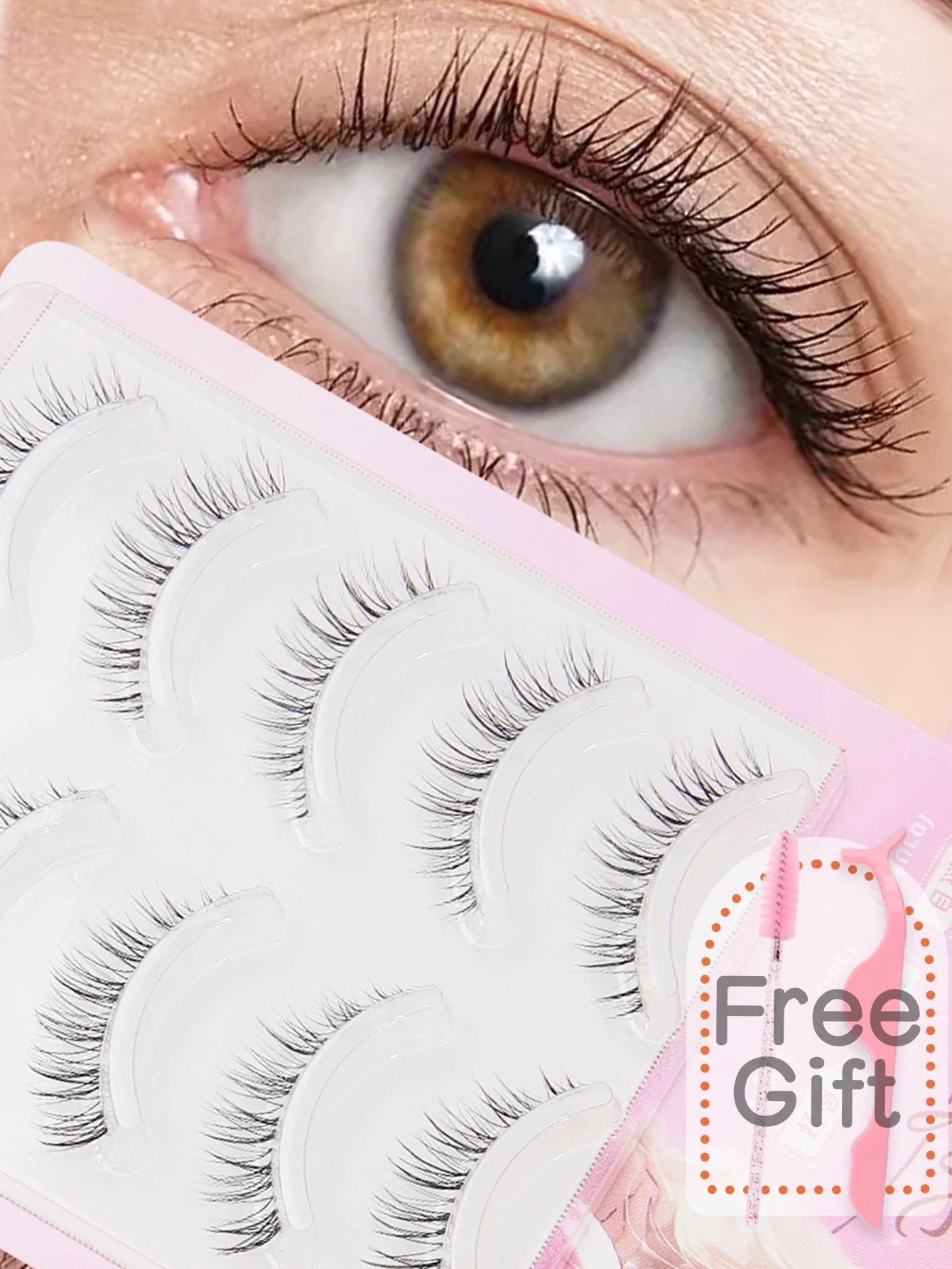 5 Pairs natural Lashes Faux Mink Eyelashes Winged End Eye Elongated Eyelashes Natural long full false lashes Makeup