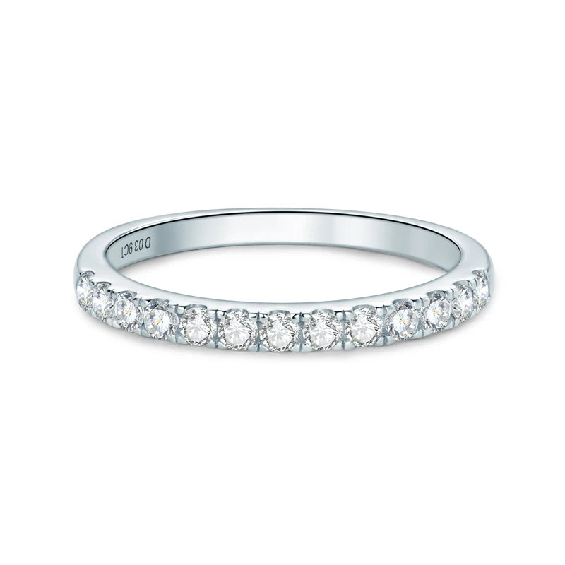 ANZIW Stackable Half Eternity Rings Bands Sparking 2mm Moissanite Wedding Engagement Ring 925 Silver for Women Gifts Jewelry D-E