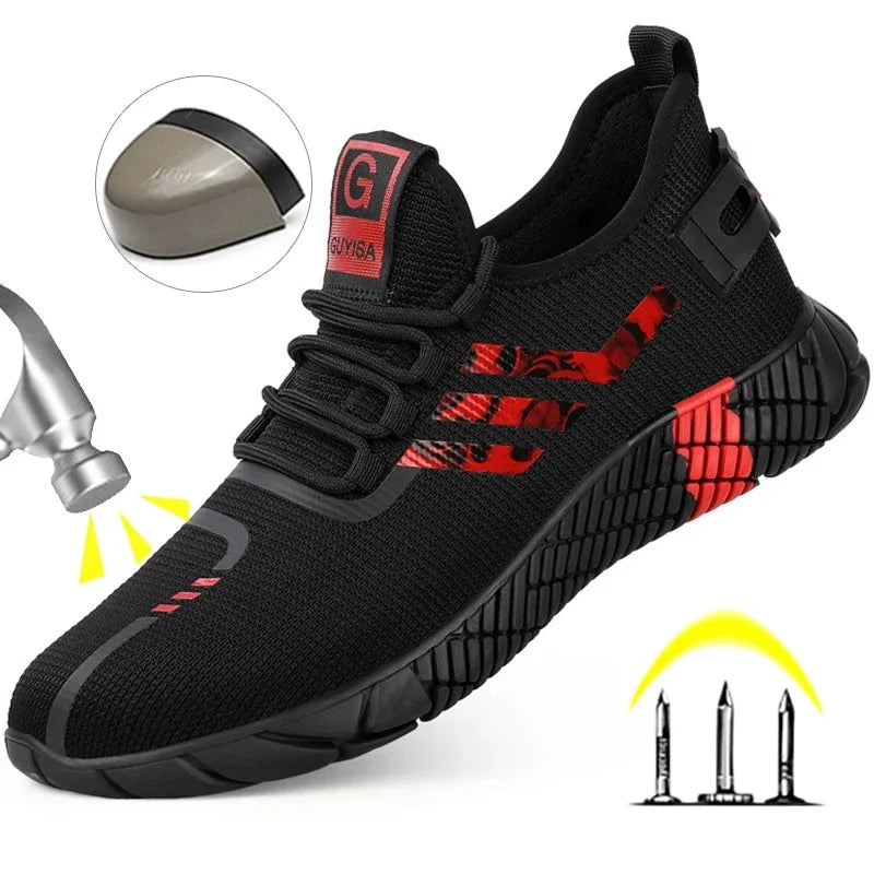 Work Sneakers Men Safety Shoes Construction Steel Toe Work Shoes Safety Boots Men Shoes Anti-Puncture Working Summer Kevlar