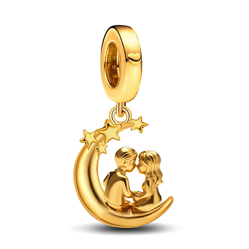 Shecharms 925 Sterling Silver Love Heart Firefly Golden Series Charms Fit DIY Making Bracelet Necklace High Quality Fine Jewelry
