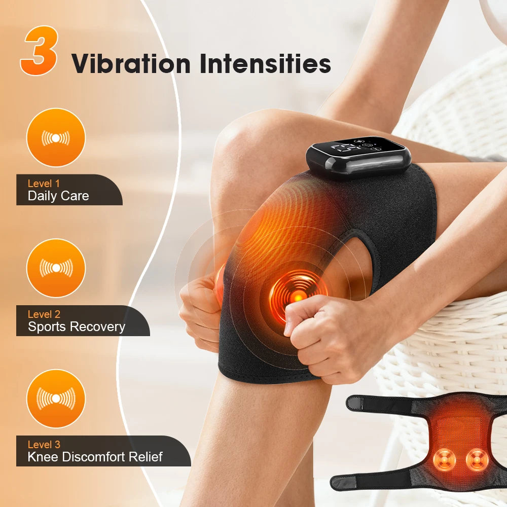 Electric Knee Heating Massager Brace Large Area Wrap Knee Support Strap Hot Compress Braces Pads Knee Sports Massage Protector