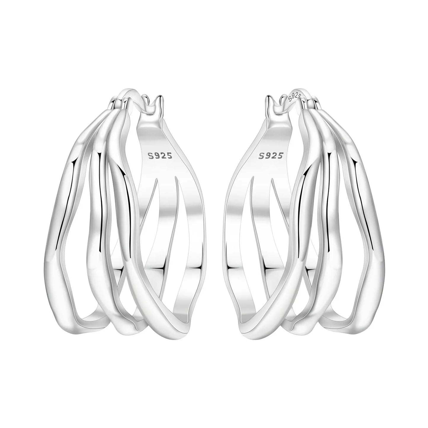 CYCUFF S925 Sterling Silver Zircon Simple Geometry Big Double Ring Earrings Birthday Party Gift Trend 2025 Jewelry Women Earring