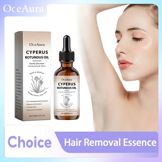 Pure Cyperus Rotundus Oil for Hair Removal Essence Reduce Armpit Arms Body Hair Inhibitor Shrink Pores Smooth Skin Care Serum