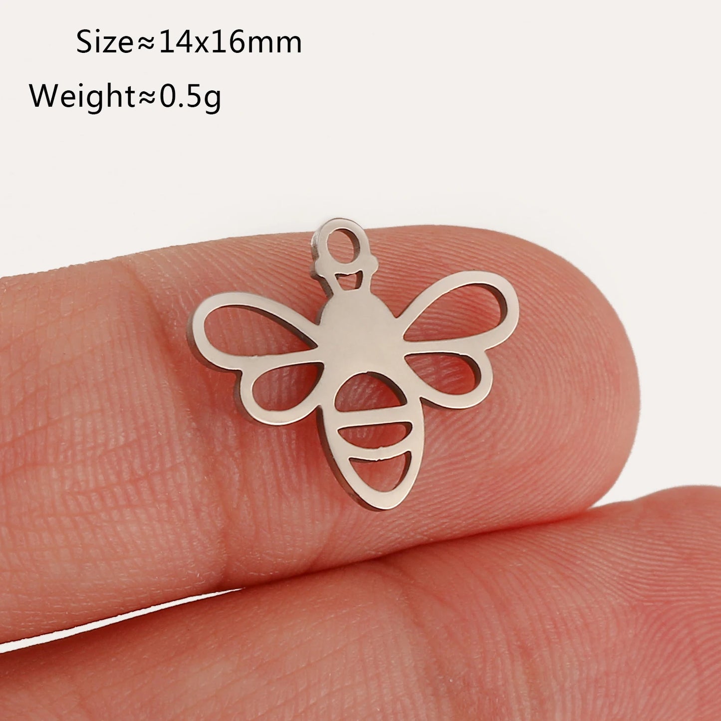 5Pcs Spring Bee/Butterfly/Beelet Charms Stainless Steel Scarab Moths Pendants DIY  Necklace Bracelet Jewelry Making Accessories