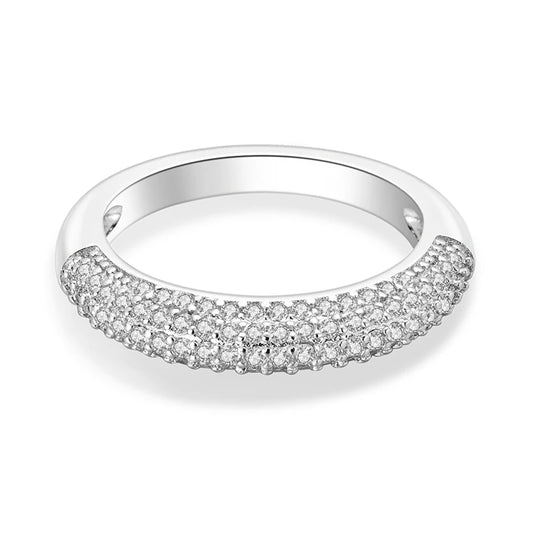 Original 925 Sterling Silver Sparkling Pave Ring For Women Girls Jewelry Birthday Anniversary Gifts