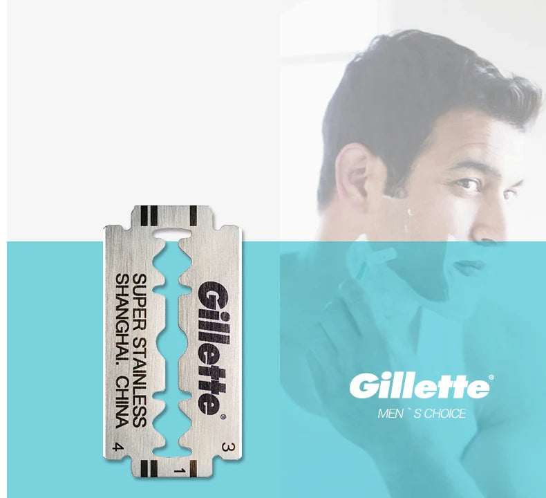 Gillette Super Blue Razor Men's Safety Manual Shaver Stainless Steel Blades Face Beard Hair Removal Classical Shaving Machine