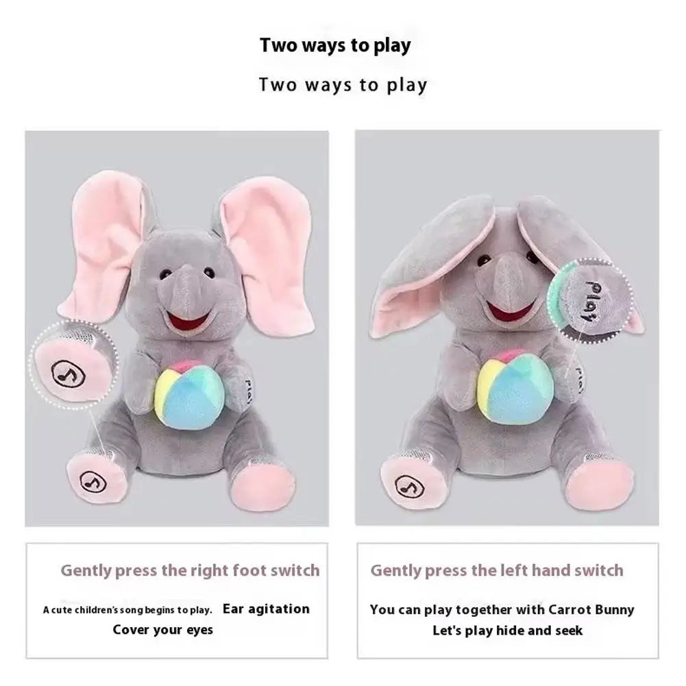 Hide-And-Seek Elephant Plush Toy Baby Interactive Singing Musical Toy For Soothing Children Head Up Training Toys Children Gift