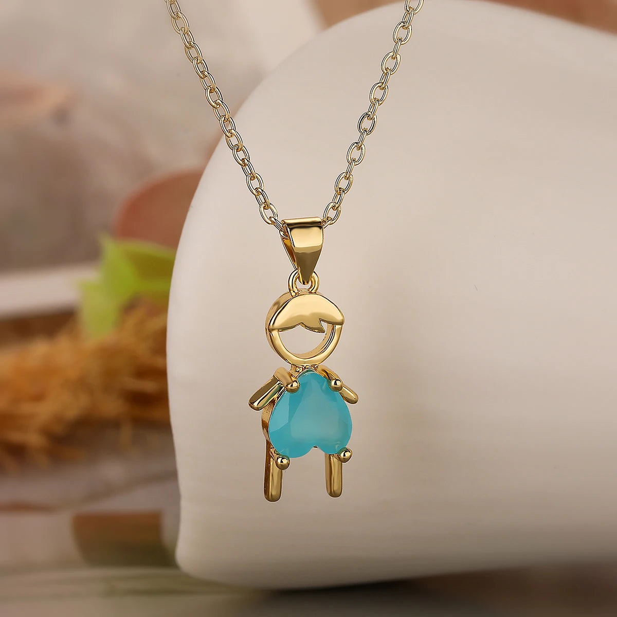 INS Design Girl/Boy Pendant Necklace For Women Girls,Stainless Steel Chain Cubic Zirconia Accessories Party Daily Jewelry