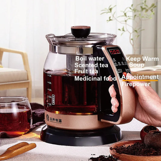 1.2L Electric Tea Maker Smart Electric Kettle Office Glass Flower Teapot 24h Appointment Stew Boil Kettle Multifunctional 700W