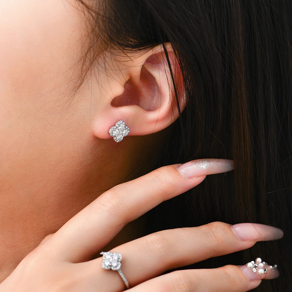 CHARMING Full Moissanite Diamond Earring D Color 925 Sterling Silver For Women 18k Gold Plated Engagement Fine Jewelry Gift