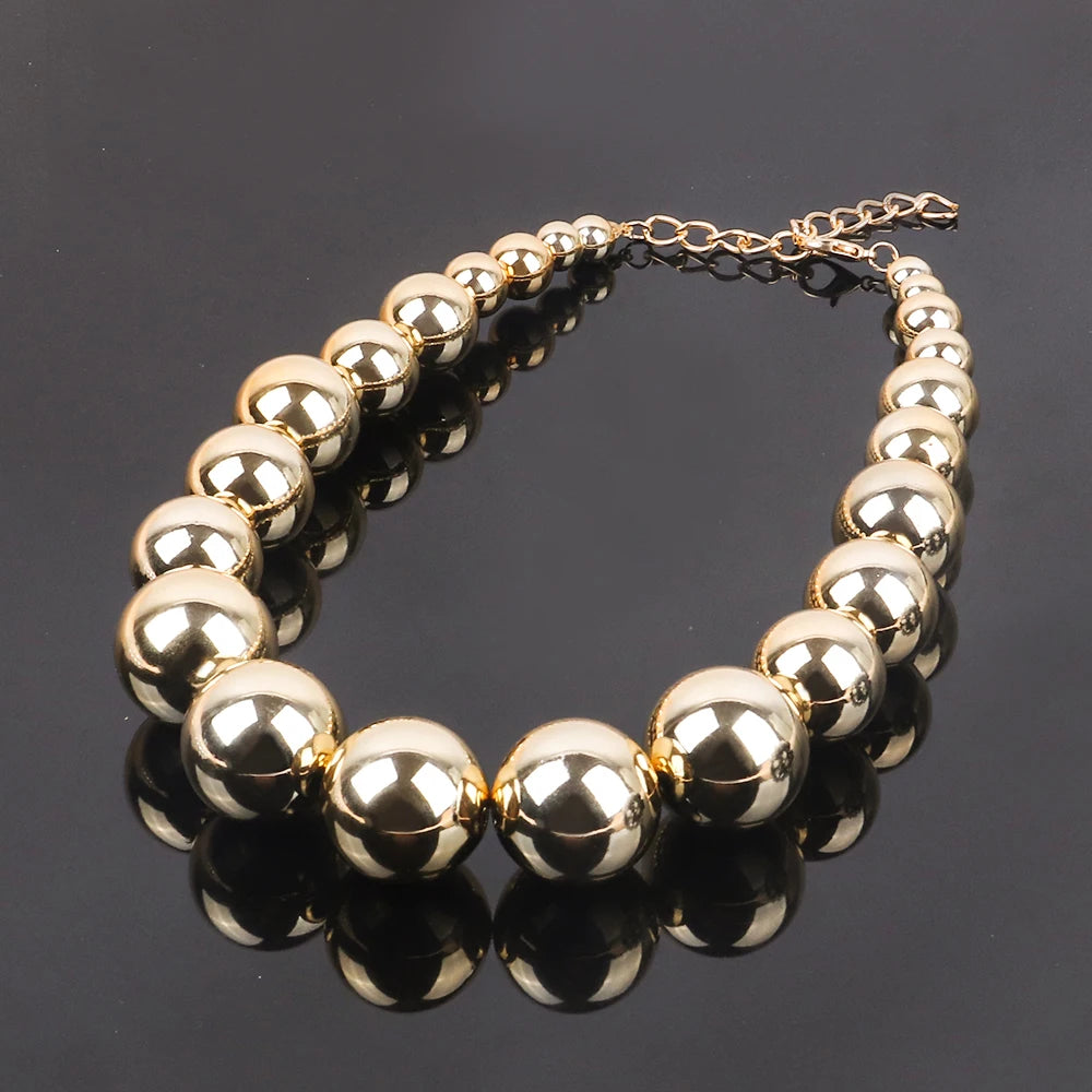 FishSheep Statement Big White Black Acrylic Ball Choker Necklace for Women Large Oversized Clear Beads Collar Necklace Jewelry