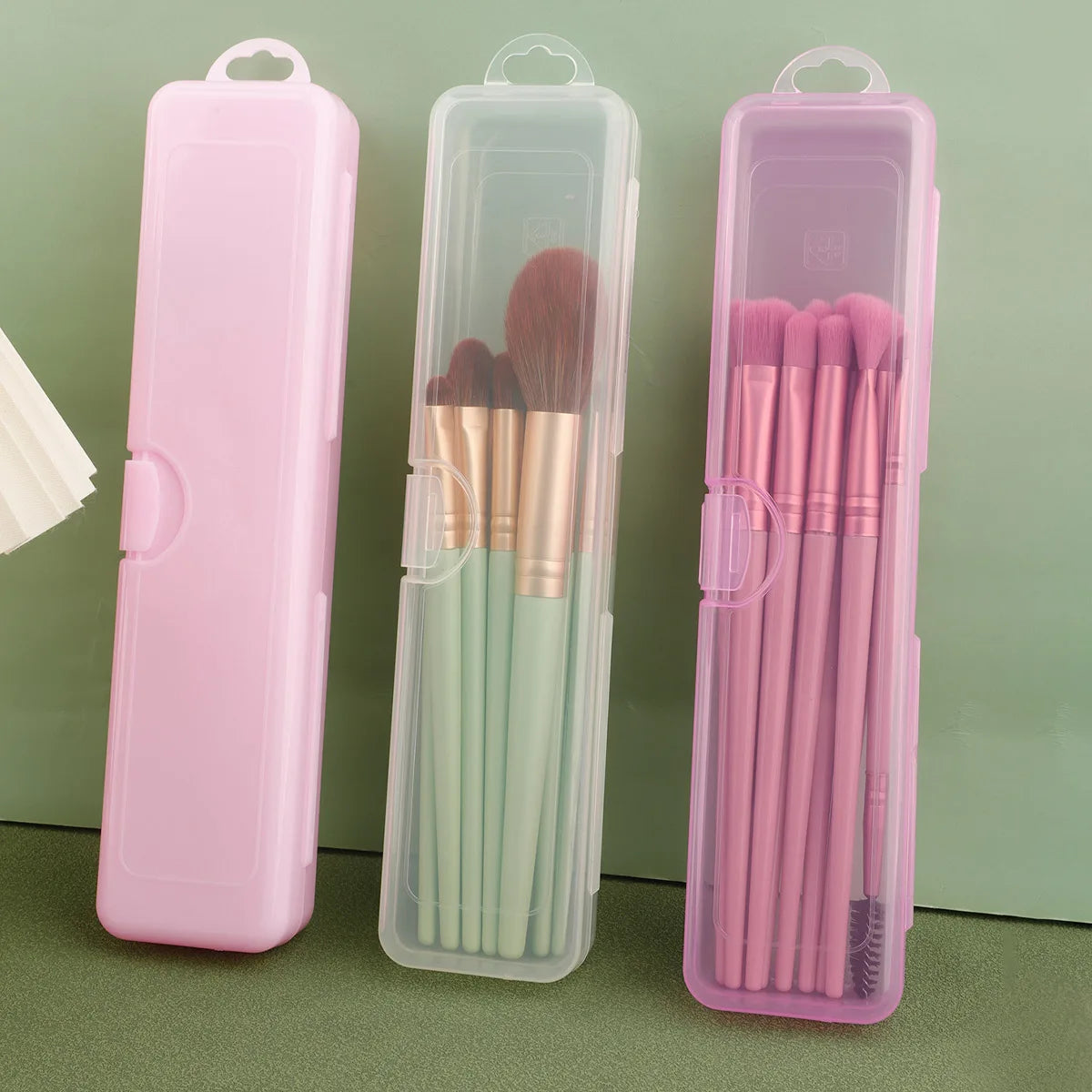Portable Makeup Brush Storage Box  Eyebrow Pencil Tableware Chopsticks Transparent With Cover Organizer Case Beauty Tool