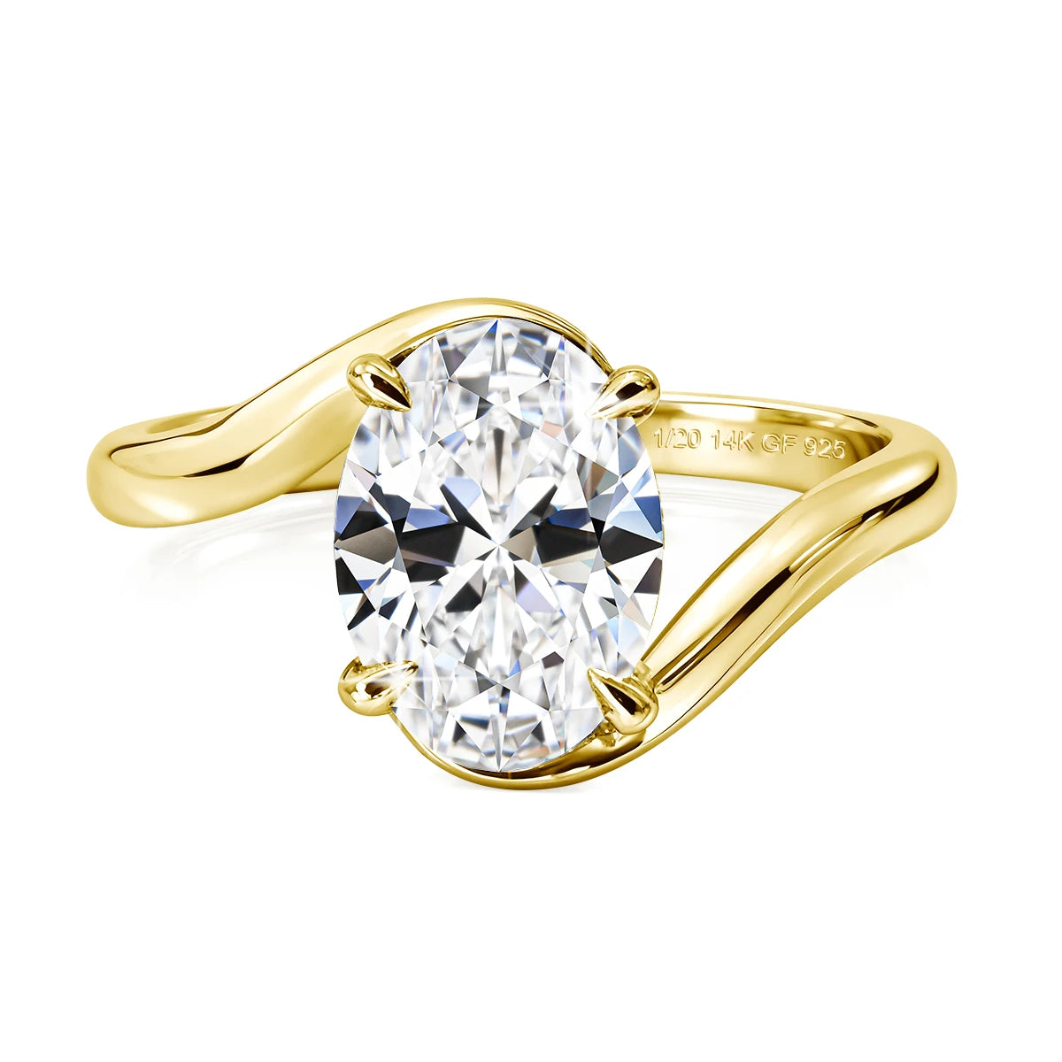 4.5ct Oval Cut Moissanite Solitaire Ring 14K Gold Filled Bypass Twist Shank Band D VVS1 Engagement Ring for Women Wedding Gift