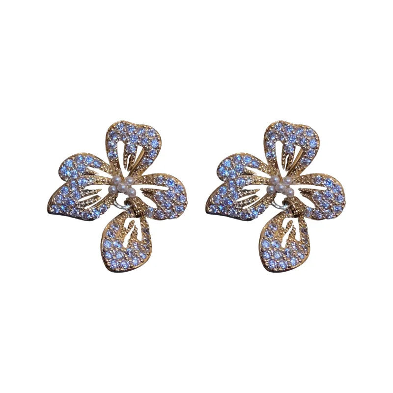2023 New Fashion Trend Unique Design Elegant Delicate Green Zircon Flower Earrings For Women Jewelry Wedding Party Premium Gifts